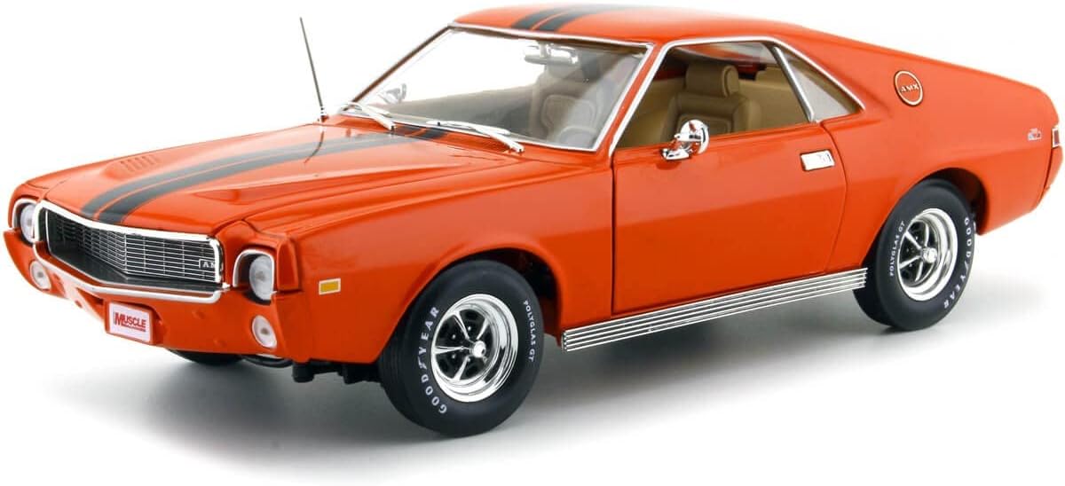 1969 AMC AMX Hardtop Big Bad Orange w/Black Stripes Hemmings Muscle Machines Ltd Ed 1,002 pcs 1/18 Diecast Model Car by Autoworld AMM1170