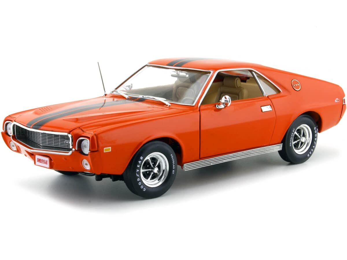 1969 AMC AMX Hardtop Big Bad Orange w/Black Stripes Hemmings Muscle Machines Ltd Ed 1,002 pcs 1/18 Diecast Model Car by Autoworld AMM1170
