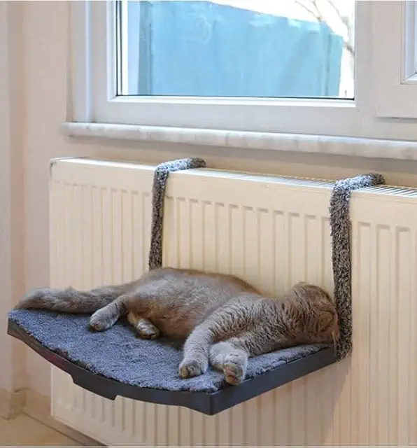 Hamac pour chat radiateur Mont Kiara - Lit suspendu avec coussin doux, 47x27,5 cm
