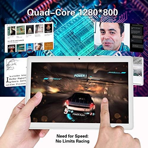 YITAOERA Tablet 10.1 Inch Android 10 Tablet PC, Android 10.0 Phablet Tablet Quad Core 4GB RAM 64GB ROM, Dual Camera, 2.4 WiFi, Bluetooth, GPS,1280x800 HD IPS Screen, Google Play (White)