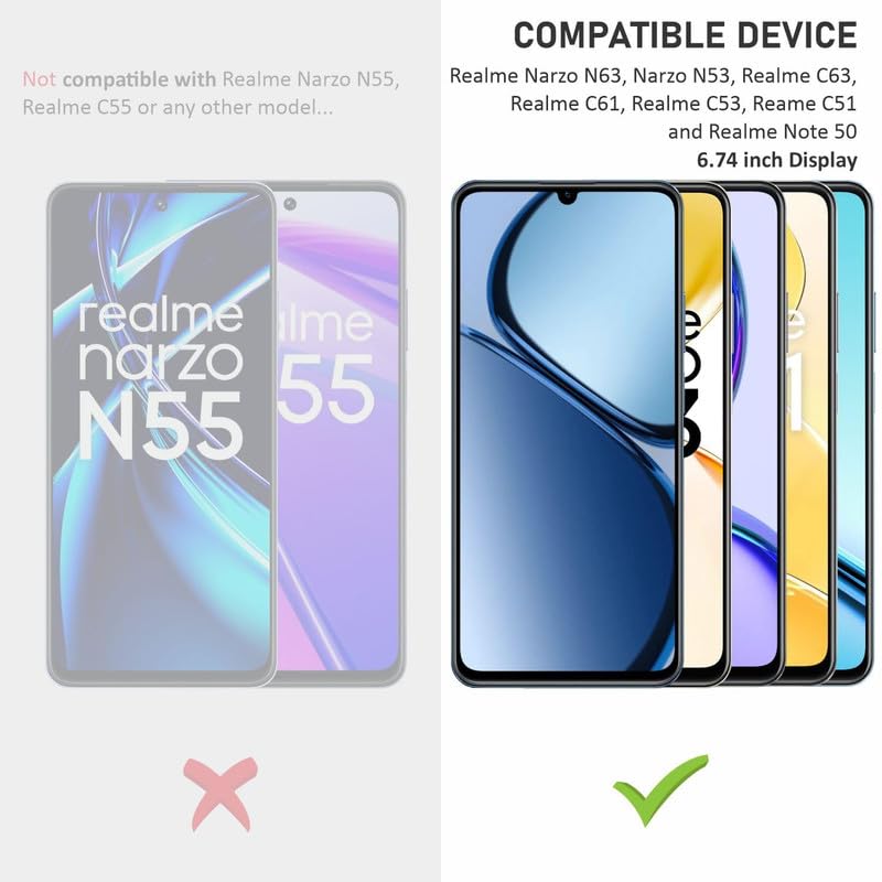 Image of Edge To Edge Screen Protector Tempered Glass For Realme Narzo N63 Cellphone With Easy Installation Kit