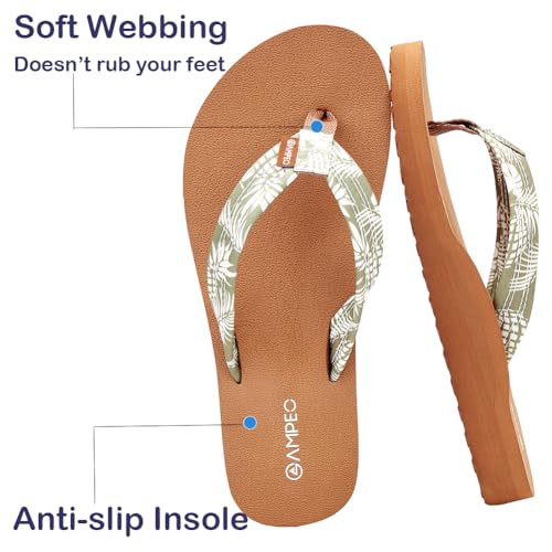 Ampeo Women's Arch Support Flip Flops Comfortable Casual Summer Beach Thong Sandals