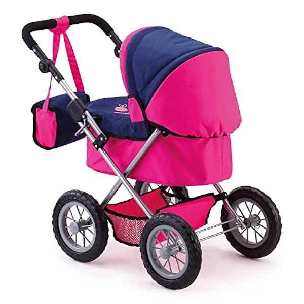 Bayer Cochecito de muñecas, carro, carrito muñeco, con bolsa, alto, color rosa y azul (13013AA)
