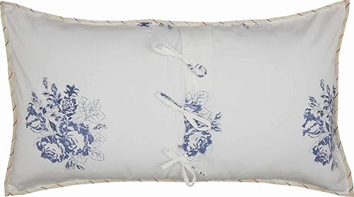 Miniatura 2 de Piper Classics Betsy - Funda de almohada acolchada tamaño King, 21 pulgadas de ancho x 37 pulgadas de largo, parches de crema, rojo, blanco, azul,