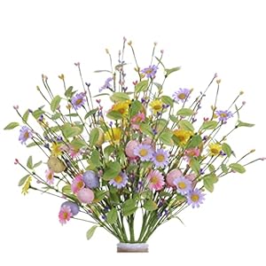 6 pcs easter flower decorations 17 inches easter egg floral eggs picks with daisy wildflowers for floral arrangements table centerpiece vase spring decorations  urban country home decor