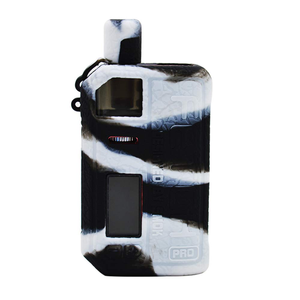 RUILUL Silicone Protective Case for Smok Fetch Pro Case Pro Kit Skin Decal Wrap Sleeve Antislip Shield (Black White)