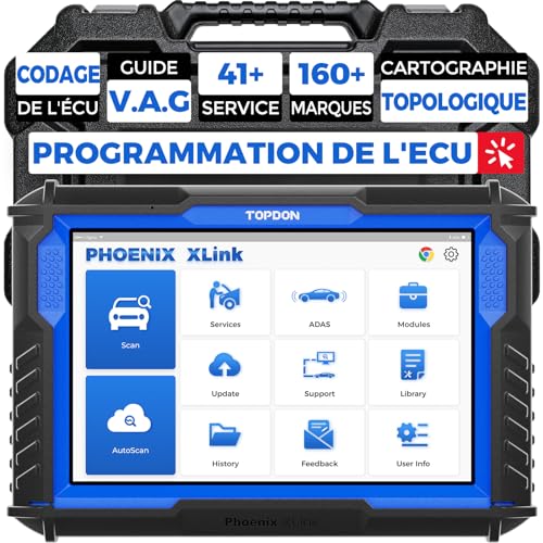 TOPDON Phoenix Xlink Car Diagnostic Case, ECU Programming Diagnostic Tool, ECU Coding, V.A.G Guidance, Topology, Bidirectional Control, Can FD&DoIP, 41 Services, 2 Year Update