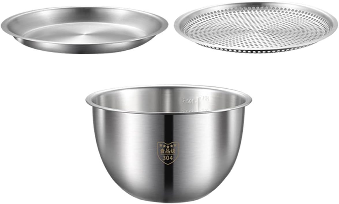 Stainless Steel Multipurpose Washing Basin with Colander Strainer Bowl for Fruits Vegetables Rice Food-grade Kitchen Drain Bowls Smooth Edges Practical Household Use