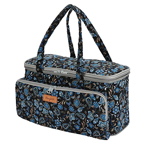 Image of Yarn Bag-Large Size-Yarn Storage Organizer with Grommets-Portable Crochet Bag for Yarn Skeins-Crochet Hooks-Knitting Needles -Other Accessories (Paisley-Purple)