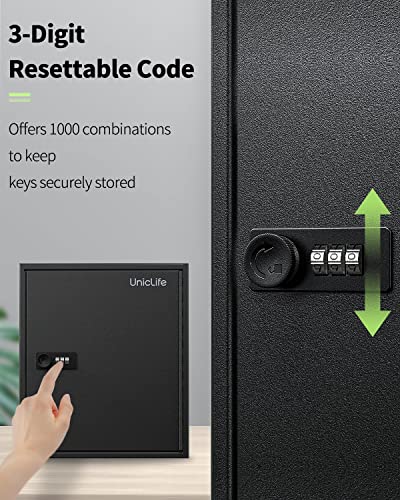 Uniclife 60-Key Slotted Key Cabinet With Combination Lock Wall Mounted Steel Key Organizer With Resettable Code Black Digital Security Box With Slotted Racks White Key Tags And Permanent Marker #TOP1