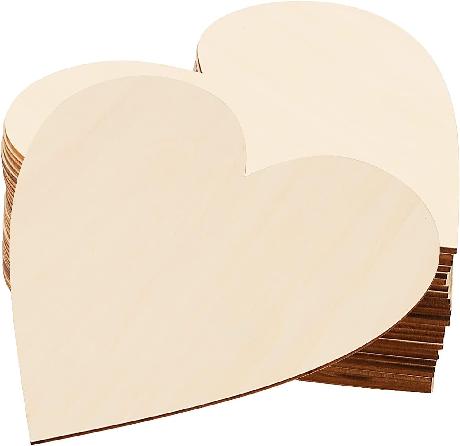 Prescent Set of 2 8 inch Wooden Heart Shaped Cutout MDF for Art Craft DIY Boards and More-image-10