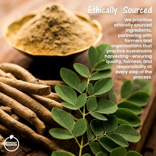 Image of Mindful Eating Pure Moringa Leaves Tea Blended with Ashwagandha - Herbal Tea, Natural Ingredients, Dried Drumstick Tree Leaves, Immunity Booster, Caffeine-free, 70g