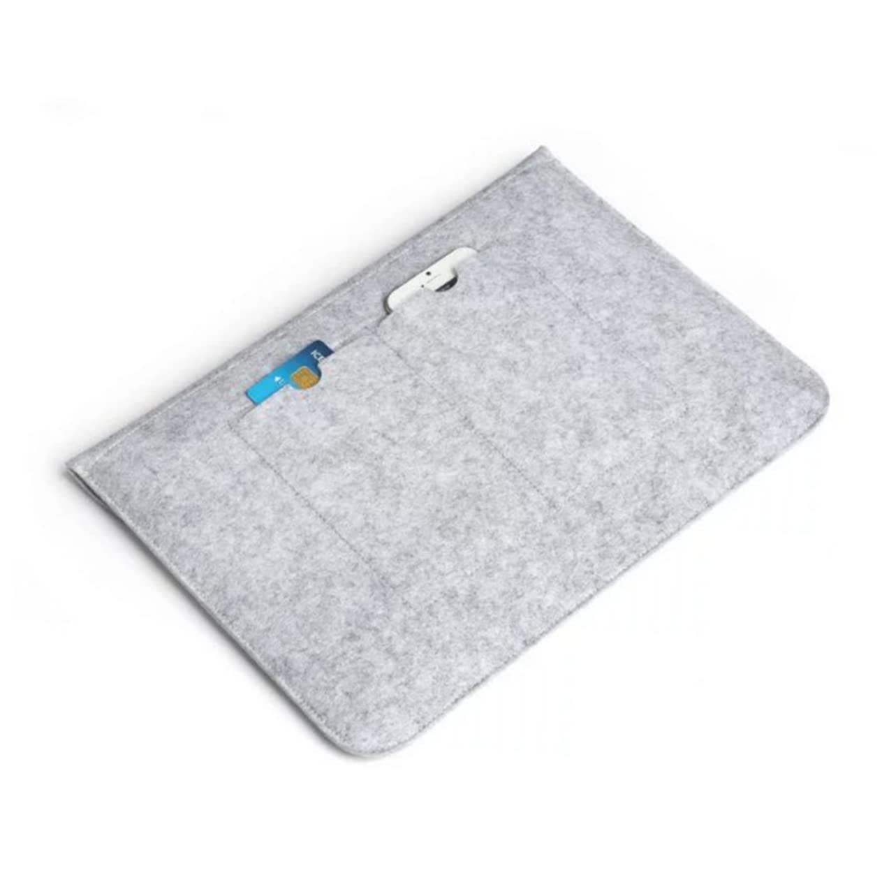 KALLORY 1pc Portable Laptop Storage Bag Light Grey Felt Sleeve for Tablets and Notebooks Protective and Organized Computer Case for Travel and Office Use