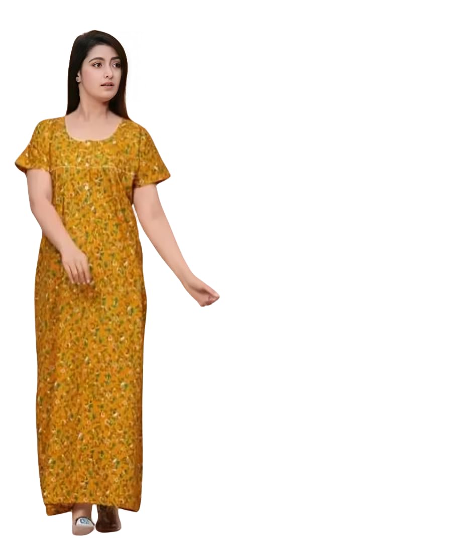 Manidhari Fab Tex Women’s Cotton Nighty – Floral Print Maxi Nightgown-picture-31