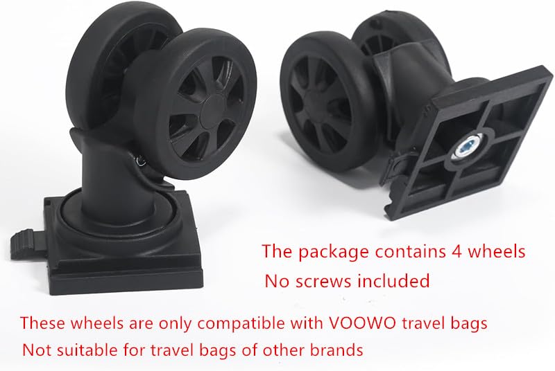 VOOWO 4 Pcs Detachable Replacement Wheels for Rolling Duffle Bag, Spinner Wheels for foldable travel bag, No Screws Included4
