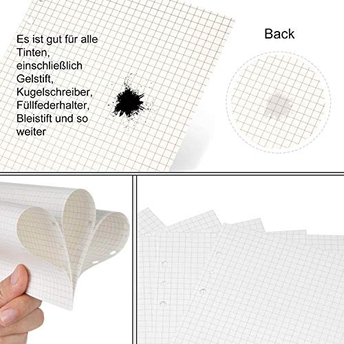 Nachfüllpapier, 6 Löcher 135 Blätter für Notizbuch, Tagbuch, Skizze, Malerei, A5/A6