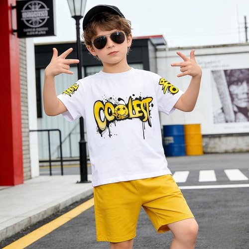 Image of Yoxindax Boys Clothes 2-Piece Casual Street Style Turn-Down Collar Half Zip Kids 4-12 Years Teen Boys Summer Outfits