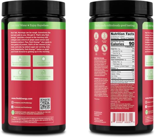 Image of Perk Energy Drink Mix (Mexican Hot Chocolate) 20 Servings, Gluten-Free | Caffeinated Healthy Coffee Alternative with Protein, 100mg of Caffeine, Soy-Free, Peanut-Free