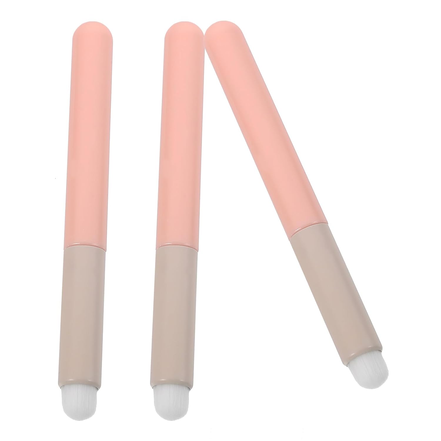 3pcs Lip Brush Set for Women, round Head Lipstick Makeup Brushes with Pink Handle and White Bristles, Portable Lip Gloss and Balm Applicators for Travel and Daily Use