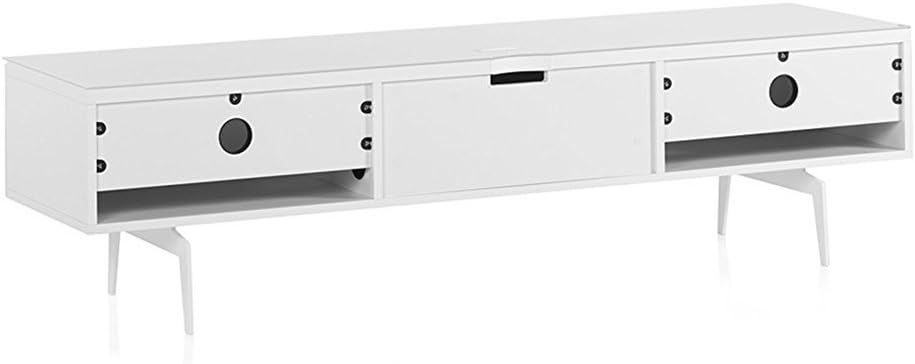 SONOROUS ST-360 Premium TV Stand for Living Room – Modern TV Stands & Entertainment Center with Storage – White Wood & White Glass Cover – Luxury Media Console with Metal Legs for TVs up to 75 inches