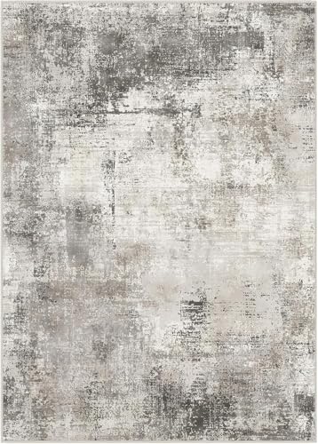 Area Rugs 5x7 Machine Washable Rug for Bedroom Living Room Dining Room, Large Modern Abstract Soft Rugs, Indoor Low Pile Carpet with Non Slip Rubber Backing, Abstract Gray