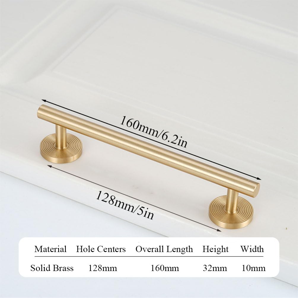 Maniglie per armadi in ottone Oro, Maniglie e pomelli for armadietti con fiocco dorato in ottone massiccio, confezione da 2, spaziatura tra i fori 96-480 mm(Hole spacing: 128mm/5in)