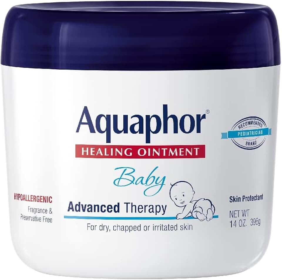 Aquaphor Baby Healing Ointment Advanced Therapy Skin Protectant for Chapped or Dry Skin, Drool Rash and Diaper Rash Ointment, 14 Oz Jar