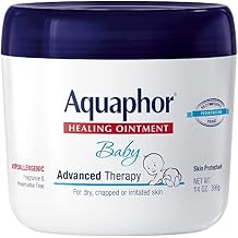 Aquaphor Baby Healing Ointment Advanced Therapy Skin Protectant for Chapped or Dry Skin, Drool Rash and Diaper Rash Ointment, 14 Oz Jar