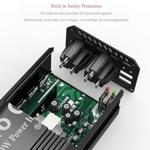 Pro Chaser 400W Car Power Inverter 12V DC to 110V AC Car Truck RV Inverter 6.2A Dual USB Charging Ports for Road Trips (USB C Adaptors Included) (Black) - Image 3