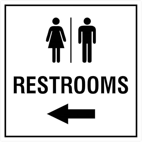 Miniatura 72 de Signs ByLITA Letrero cuadrado de flecha izquierda para baños con cinta adhesiva (plata cepillada) – grande (paquete de 1) Brushed Silver,Azul,Marrón