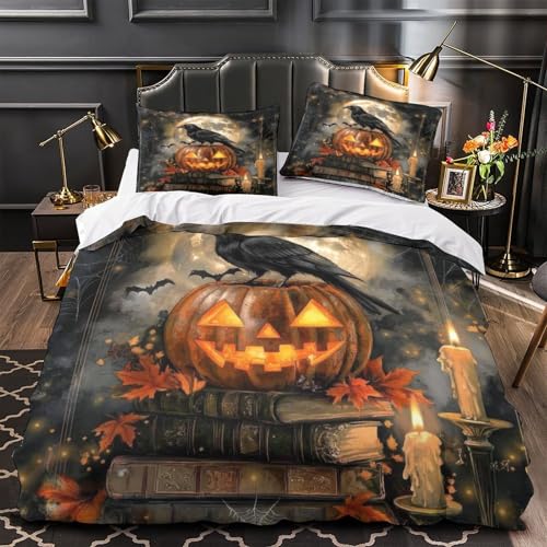 Parure de lit citrouille Halloween impression 3D microfibre de luxe - 2