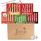 June Street Market Weird Candy Cane Gift Set – 5 Flavor Variety Packs with Dice and Party Game Sheets for Holiday Fun (Volume 2)