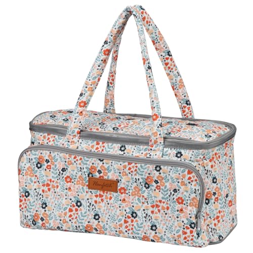 Image of Yarn Bag-Yarn Storage Organizer with Grommets-Portable Crochet Bag for Yarn Skeins-Crochet Hooks-Knitting Needles -Other Accessories (Daisy)
