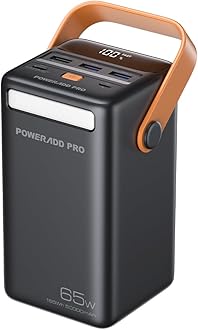 POWERΛDD PRO Power Bank 50000mAh PD 65W USB C Portable Charger with LED Display Fast Charging Compatible with Laptop MacBook iPhone Samsung for Outdoors Camping Travel - Black