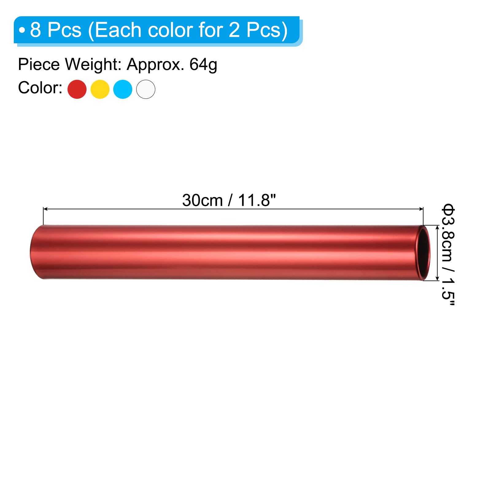 PATIKIL Aluminum Relay Batons, 1 Set Field Track Relay Event Baton for Race Gym Track and Field Equipment Class Games Outdoor Sports Running Practice, Multicolor