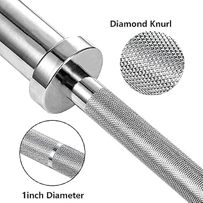 5ft Olympic Barbell Bar Strength Training Bars Weight Lifting Iron Bar for Cross Workout Exercises Perfect for Indoor Gym & Home Weight Bench (Silver)