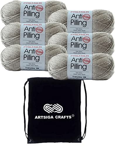 Image of Premier Yarns Anti-Pilling Everyday DK Cloudy Day 1107-29 (6-Skeins-Same Dye Lot) DK Light Worsted #3 Anti-Pilling Acrylic Yarn for Crocheting and Knitting with Project Bag