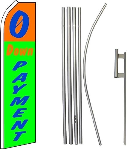 Premium 0 Down PaymentOrangeSwooper Flag & 16ft Flagpole KitGround