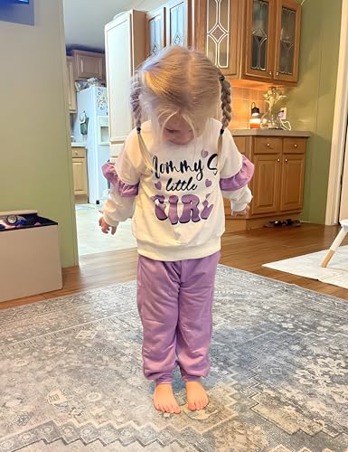 Toddler Girl Clothes Ruffle Long Sleeve Baby Girl Clothes Solid Crewneck 2pcs Outfits Sweatshirt Pant Sets 12M-4T