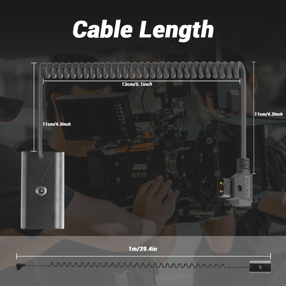 Alvin's Cables NP F550 Dummy Akku auf D Tap Spiralkabel für Sony NP F550|F570|F970 |Atomos Ninja V Monitor Upgraded