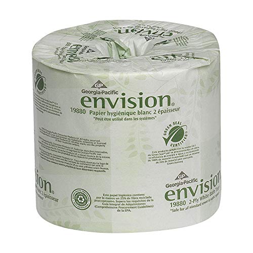 Georgia Pacific Envision 2-Ply Embossed Toilet Paper, 19880/01, 550 Sheets Per Roll, Case of 80 Rolls, White