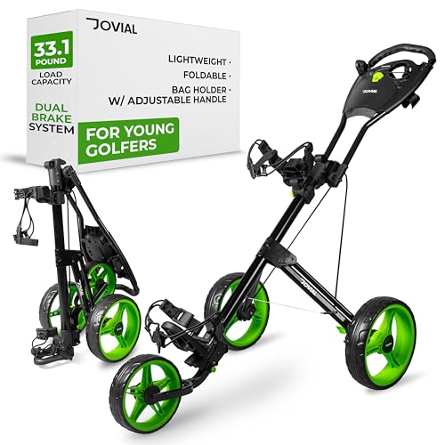 Image of JOVIAL Foldable 3 Wheel Junior Golf Push Pull Cart with Aluminum Frame