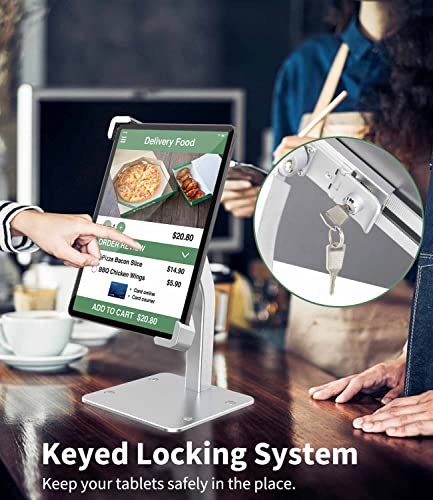 Image of Security Tablet Stand for Countertop, [Fits 11-14 inch Tablets] All Metal Anti-Theft Tablet Mount for Kiosk POS Rail, 360Rotation Lockable Holder for iPad Pro 13 12.9 10.5 Air, Tabs, Surface Go