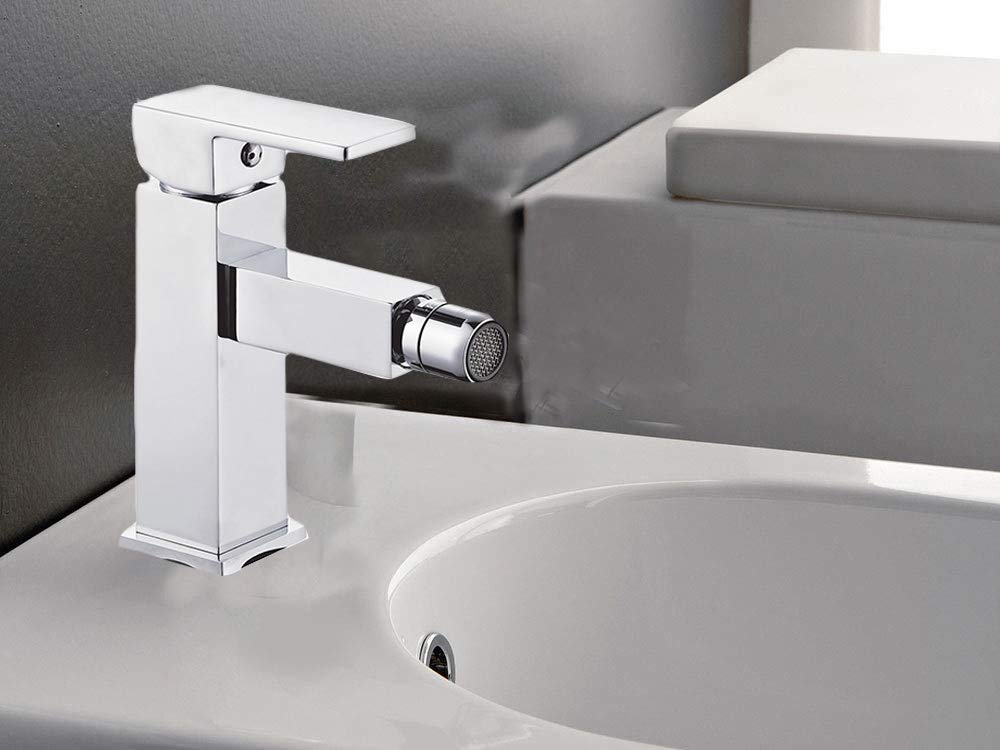 Vetrineinrete® Rubinetto per bidet miscelatore da bagno monoforo orientabile monocomando ottone cromato lucido 69023 A20