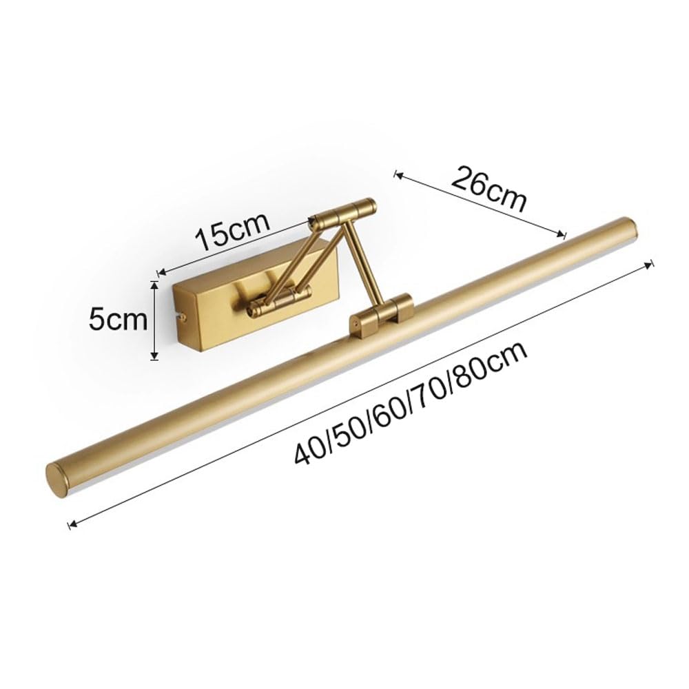 Jadssox Goldene Badezimmerleuchte über dem Spiegel, LED-Schminktischlampe, verstellbare Spiegelfrontbeleuchtung, Moderne Spiegelschranklampen, Bilderleuchten, Ankleidezimmer-Schminktischlampen