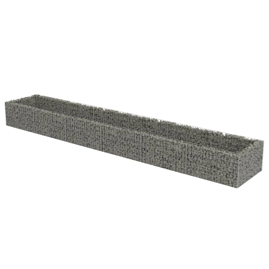 vidaXL Gabion Planter, Galvanized Steel, Large Outdoor Raised Bed for Garden or Patio, High Load Capacity, Sturdy and Weather-Resistant, Silver