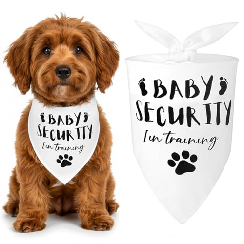 Pregnancy Announcement Dog Bandana Baby Security in Training Pregnancy Reveal Bandanas Gender Reveal Dog Bandana for Small to Medium-Sized Dogs (White)