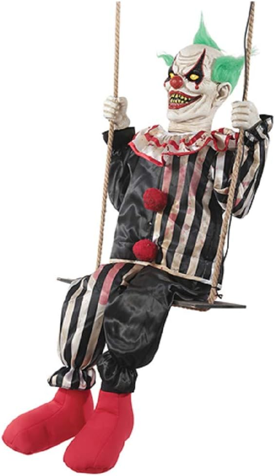 Morris Swinging Chuckles The Clown Animated Talking Halloween Decoration Prop Dรฉcor