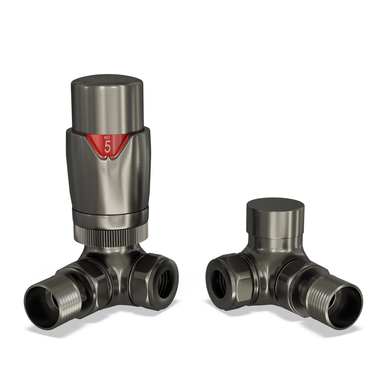 UK Radiators Thermostatic Radiator Valve (TRV), 15mm Corner Lockshield, Old Style Pewter Colour - Image 2