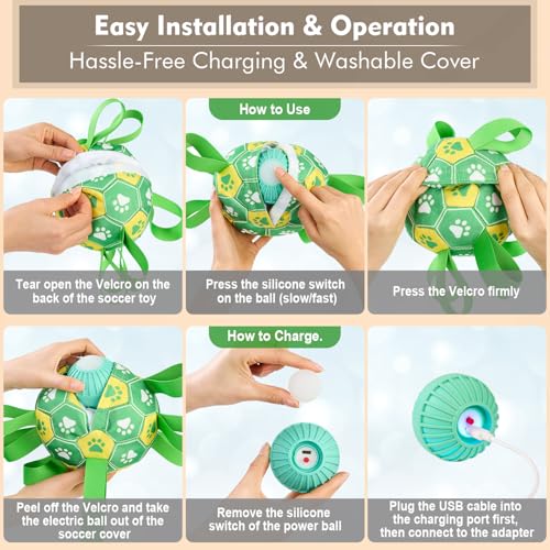 Image of Interactive Dog Toys Dog Soccer Ball to Keep Them Busy,Durable Automatic Moving Jumping Dog Balls with Straps for Small /Medium /Large Dogs, USB Rechargeable,Not for Aggressive Chewers